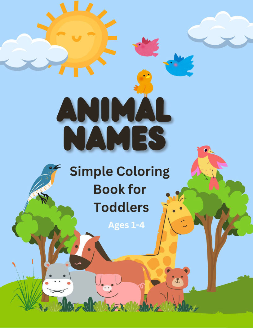 Animal Names Coloring Book